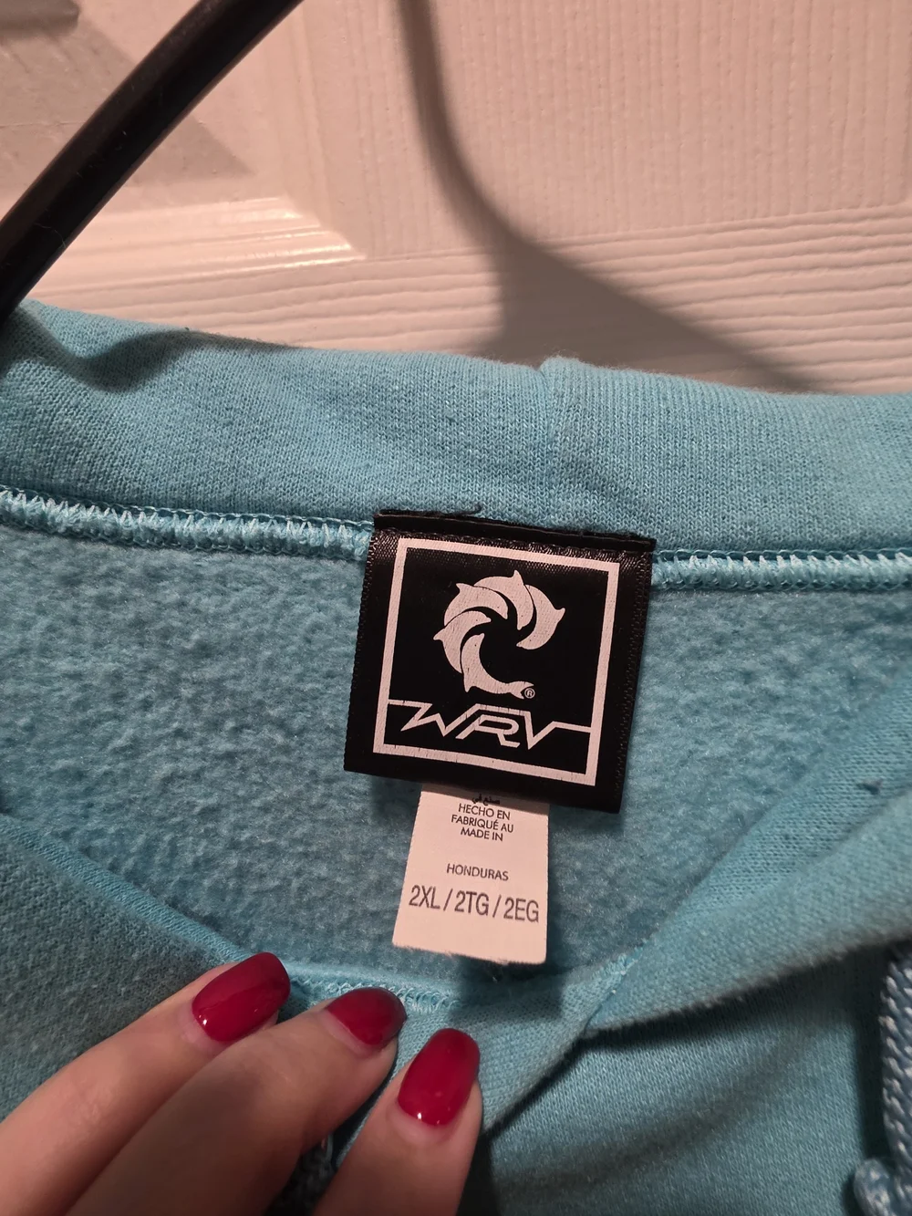 WRV Vintage Men's Teal Graphic Hoodie with Surf Skeleton Print - Picture 4 of 5